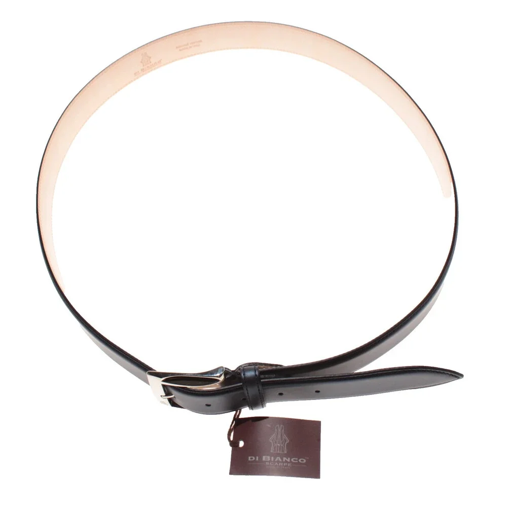 Di Bianco NWT Cut to Size Dress Belt In Solid Navy Blue Leather One Size